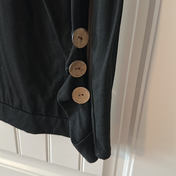 Black long-sleeve top with button detail - Picture 2 of 3